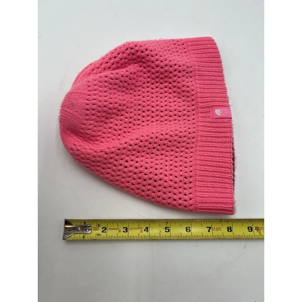 The North Face Shinsky Beanie Pink Black Knit Winter Hat Youth OSFA EUC